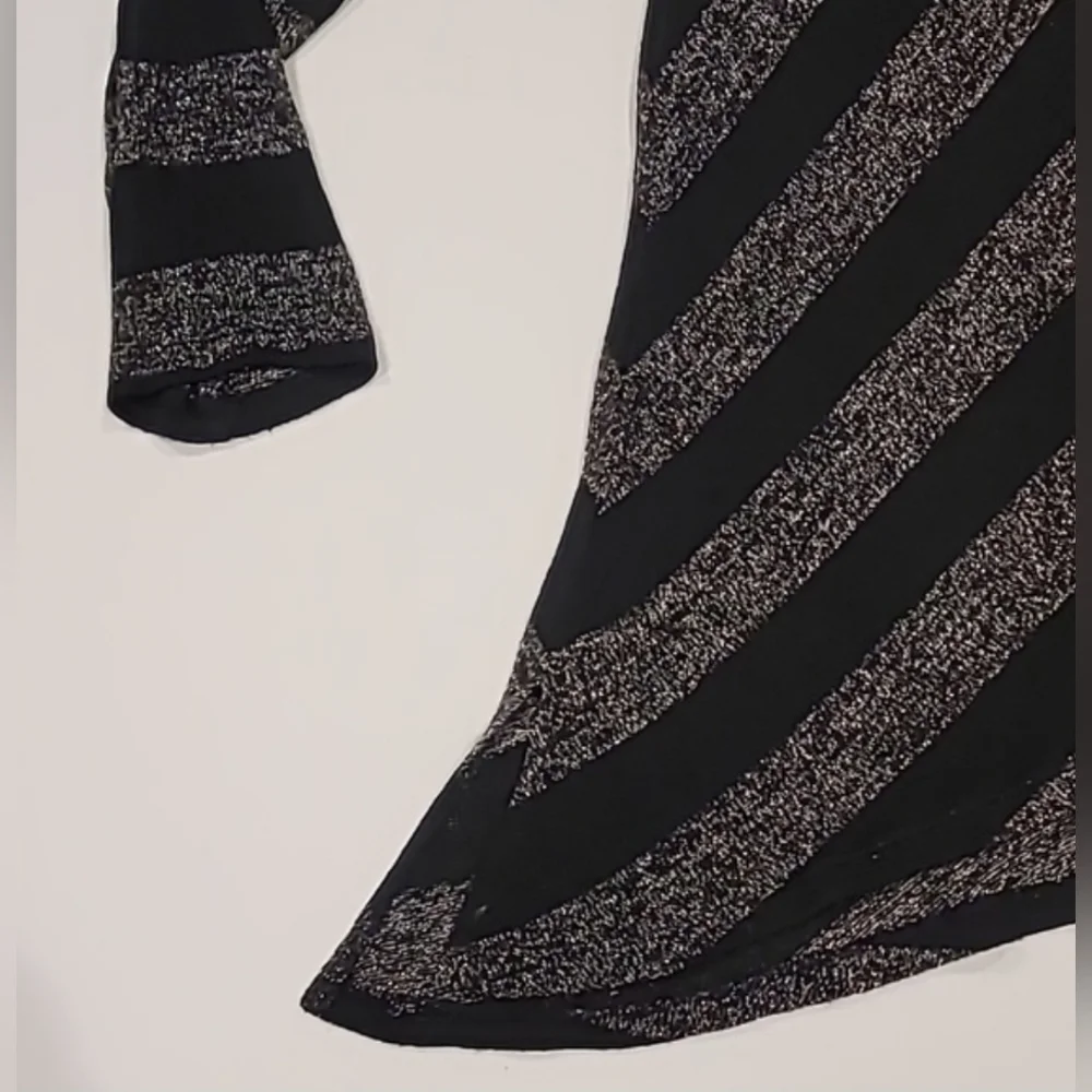 INC International Concepts Metallic Asymmetrical Semi Sheer Tunic Black Medium - Picture 7 of 12